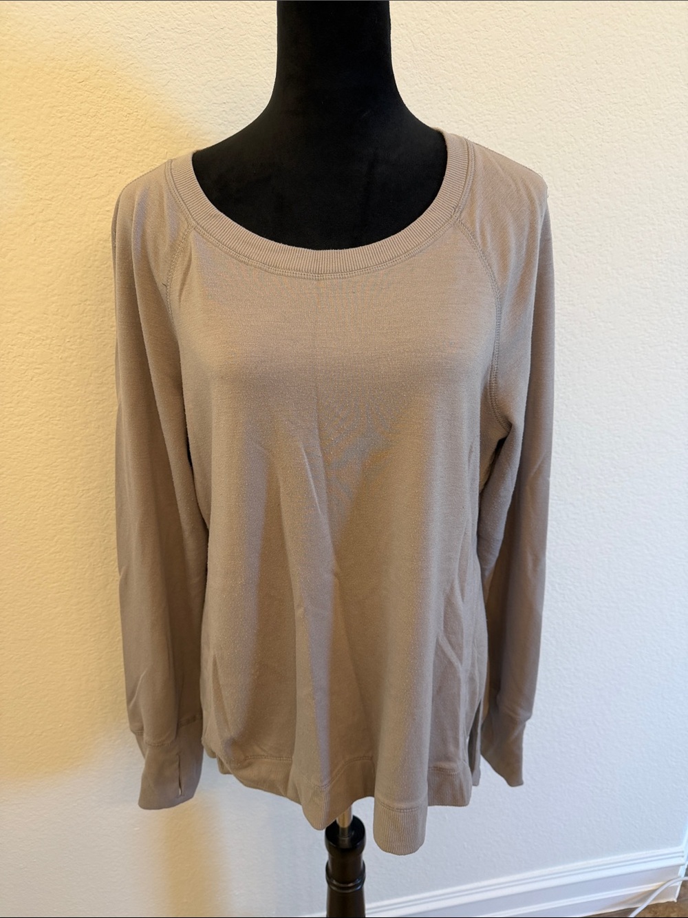 90 Degree By Reflex Taupe Scoop Neck Pullover